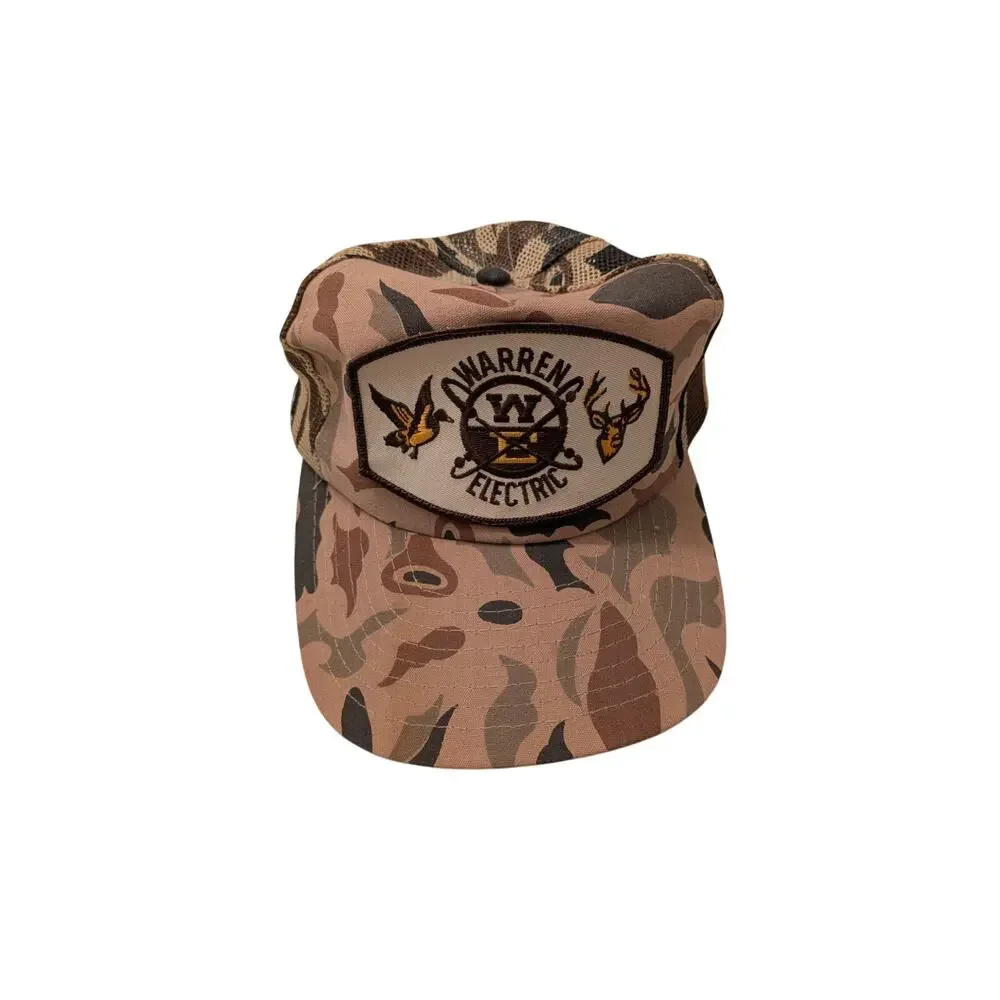 Vintage Sportcap Warren Electric Camo Trucker Snapback Hat One Size Mesh Back
